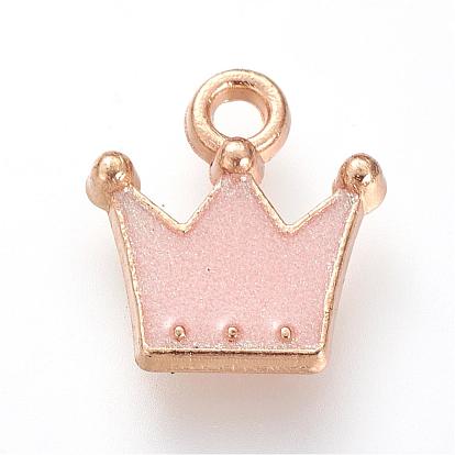 Enamel Style Alloy Charms, Crown, Golden