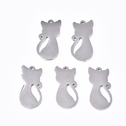 304 colgantes de acero inoxidable, con anillo de salto, Corte con laser, estampar etiqueta en blanco, gato