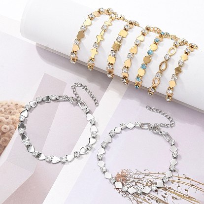 304 браслеты-цепочки из нержавеющей стали со стразами для женщин