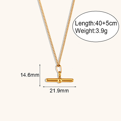 Stainless Steel 18K Gold Plated Circle Stick Pendant Earrings and Necklace Set for Women