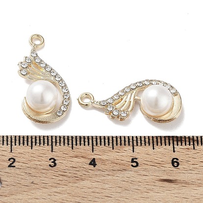 ABS Imitation Pearl Bead Pendants, with Alloy and Crystal Rhinestone, Cadmium Free & Lead Free, Wing Charm