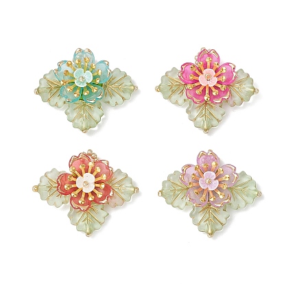 Подвески-цветы из латунного стекла и бисера, с акриловой, золотой металл обвитыми