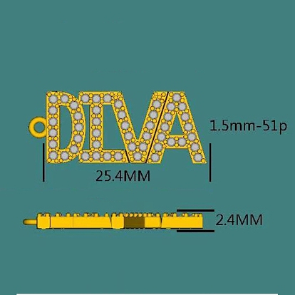 Pendentifs en laiton micro pave claer zircone cubique, mot diva