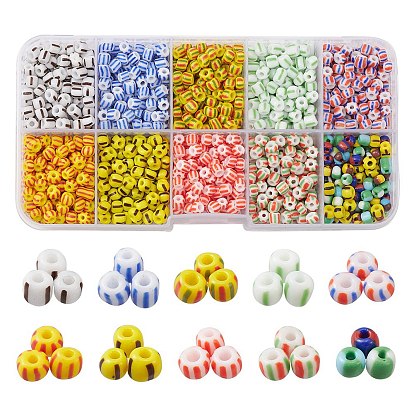 130G 10 Style Opaque Colours Seep Glass Seed Beads, Round Hole, Round