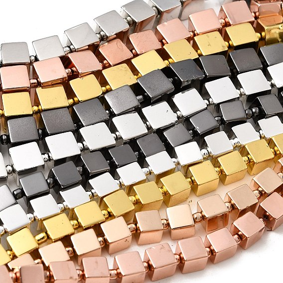 Стеклянные бусины с гальваническим покрытием , кубические