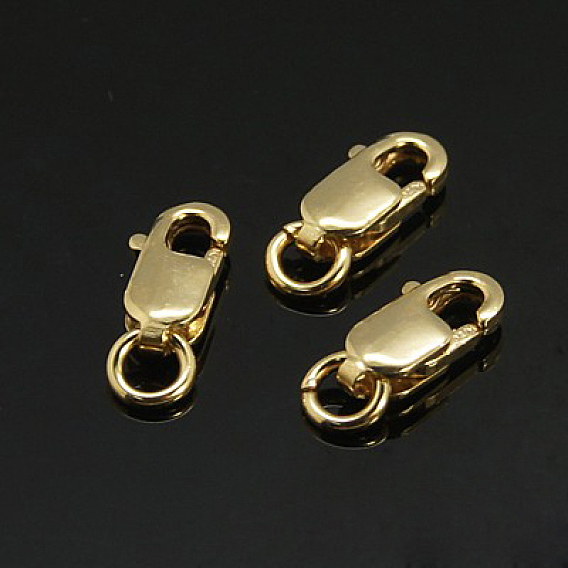 Застежки из когтей лобстера из желтого золота, 1/20 14 к золоту, без кадмия, без никеля и без свинца, отверстие : 2 мм