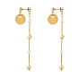 304 Stainless Steel Dangle Stud Earrings, with CCB Plastic Imitation Pearl, Brass Ear Nuts and Curb Chains, Flat Round