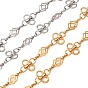 304 Stainless Steel Clover & Rhombus Link Chains, Unwelded, with Spool
