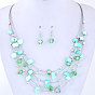 Exaggerated Crystal Turquoise Shell Multi-layer Necklace Earring Set for Women