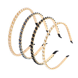 Alloy Curb Chain Hair Bands, with Plastic Imitation Pearl & Rhinestones, Hair Accessories for Women Girls