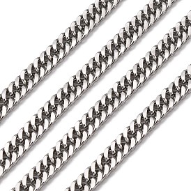 Men's Jewelry Making 304 Stainless Steel Double Link Curb Chains, Unwelded, Faceted