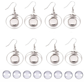 SUNNYCLUE DIY Earring Making, with Stainless Steel Dangle Earrings, Cabochon Settings, Glass Cabochons