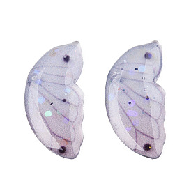 Transparent Epoxy Resin Cabochons, with Sequins, Wing
