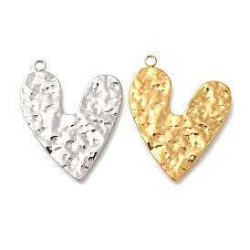 Ion Plating(IP) 304 Stainless Steel Pendants, Textured, Heart Charm