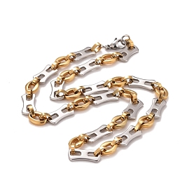 Vacuum Plating 304 Stainless Steel Oval Link Chains Necklace, Hip Hop Jewelry for Men Women