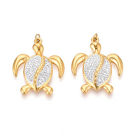 304 подвески из нержавеющей стали и полимерной глины со стразами, черепаха, с целью перехода в кольце