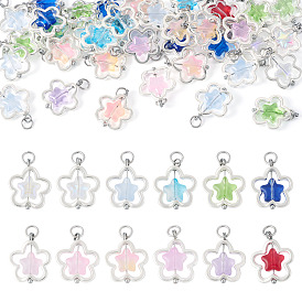 50 шт. подвески из сплава и стекла, звездные подвески с латунной фурнитурой, платина