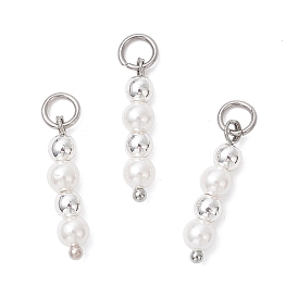 Ракушечный жемчуг с подвесками из синтетического немагнитного гематита, круглые подвески из бисера, с 304 кольцами из нержавеющей стали, белые