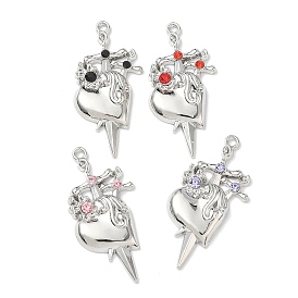 Подвески из сплава и страза, меч с сердечными талисманами, платина