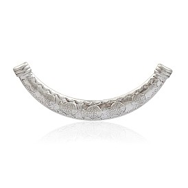 Iron Curved Tube Links, Tube Carved with Fish Pattern, 120x50x2mm, Hole: 5mm