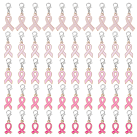 50 шт 5 цвета лента осведомленности сплав эмаль подвеска украшения, Сплав с застежками когтя омара