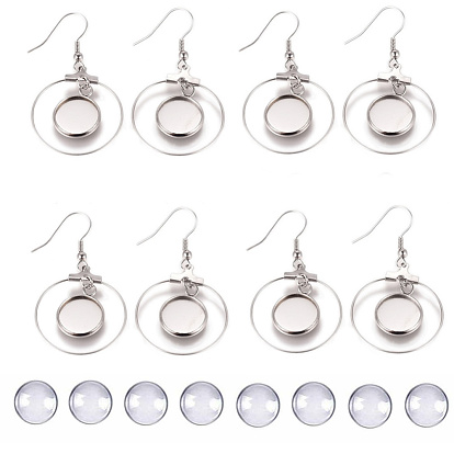 DIY Earring Making, with Stainless Steel Dangle Earrings, Cabochon Settings, Glass Cabochons