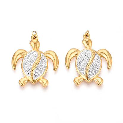 304 подвески из нержавеющей стали и полимерной глины со стразами, черепаха, с целью перехода в кольце