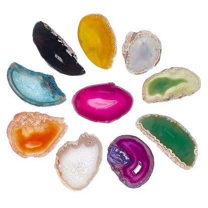 Natural Agate Slices Big Pendants, Dyed
