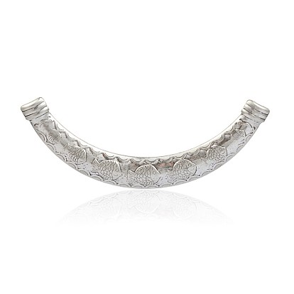 Iron Curved Tube Links, Tube Carved with Fish Pattern, 120x50x2mm, Hole: 5mm