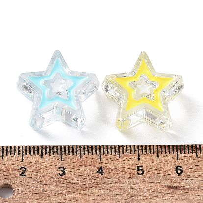 Transparent Acrylic Beads, with Enamel, Star
