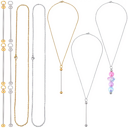 6 шт. 2 цвета 304 цепочка из нержавеющей стали для мужчин и женщин, брелоки из железного прутка с бусинами, 6шт. 2 цветов