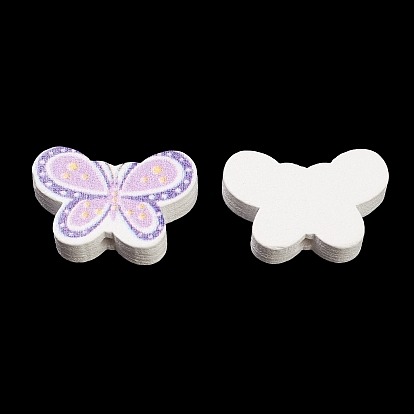 Spray Painted Natural Wood Beads, Printed Butterfly Beads