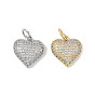 Латунные микро проложить кубического циркония подвески, с прыжковых колец, без кадмия и без свинца, сердце