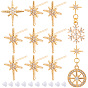 10Pcs Brass Micro Pave Clear Cubic Zirconia Stud Earring Findings, Star, with Loop, Nickel Free, Long-Lasting Plated, with Eco-Friendly Plastic Ear Nuts