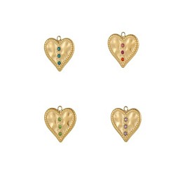 304 нержавеющая сталь с подвесками из кубического циркония, сердце прелести, ионное покрытие (ip), реальный 14 k позолоченный