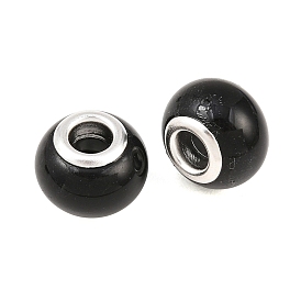 Спрей окрашенное стекло Европейский бисером, с латунными сердечниками, покрытыми серебром, бусины с большим отверстием, рондель