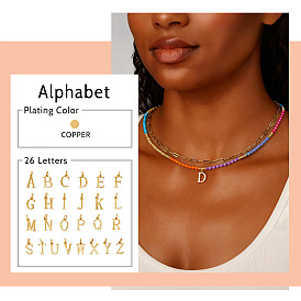 Красочные подвески с инициалами из бисера, двухслойные ожерелья, 304 ювелирные изделия из нержавеющей стали, золотые