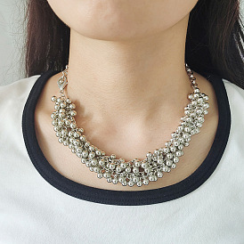 Edgy Metal Collarbone Chain with Sweet & Cool CCB Beads - Multi-layered Necklace