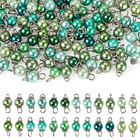 110 шт 11 цвета стеклянные перламутровые круглые соединительные подвески, с 304 фурнитурой из нержавеющей стали, старинное серебро и цвет нержавеющей стали