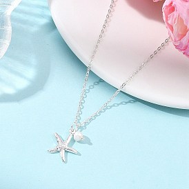 Океан 304 подвеска из нержавеющей стали в виде морской звезды и натурального жемчуга для женщин, белые