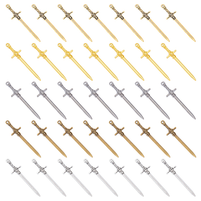 60 шт 5 цвета подвески из сплава в тибетском стиле, меч