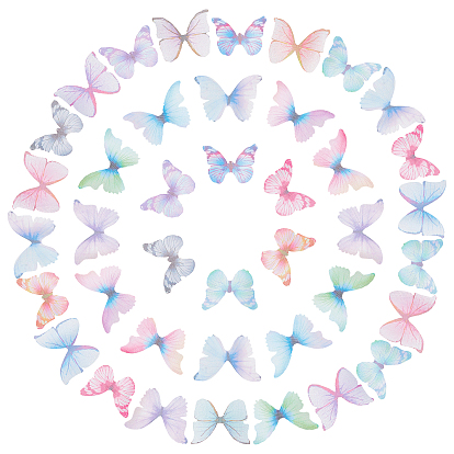 Polyester Fabric Wings Crafts Decoration, for DIY Jewelry Crafts Earring Necklace Hair Clip Decoration, Butterfly