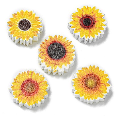Perles en bois imprimées, tournesol