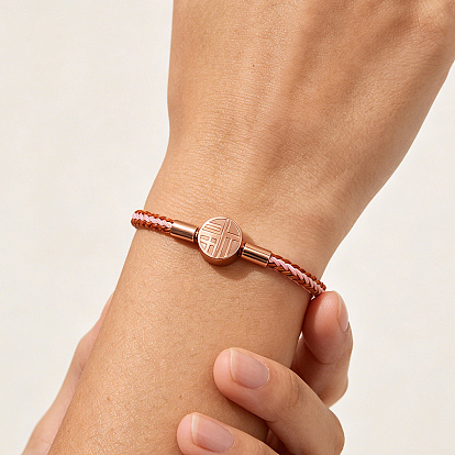 Adjustable Chinese Style Fortune 304 Stainless Steel Braided Steel Wire Bracelets for Women