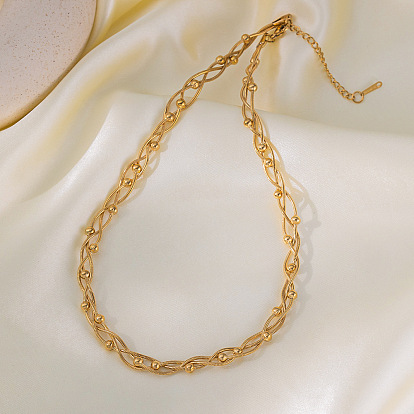 304 нержавеющая сталь 3 многослойная перекрещенная круглая змейка цепочка круглые бусины цепи ожерелья для женщин