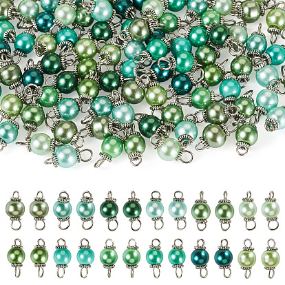 110 шт 11 цвета стеклянные перламутровые круглые соединительные подвески, с 304 фурнитурой из нержавеющей стали, старинное серебро и цвет нержавеющей стали