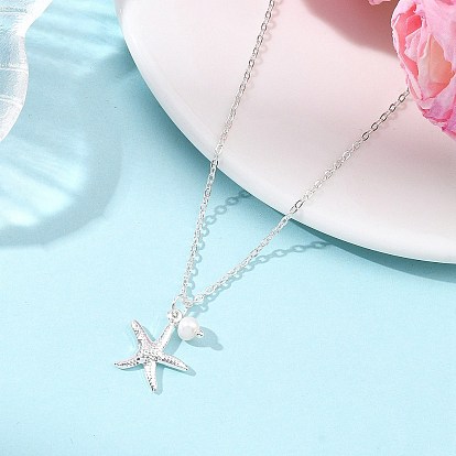 Океан 304 подвеска из нержавеющей стали в виде морской звезды и натурального жемчуга для женщин, белые
