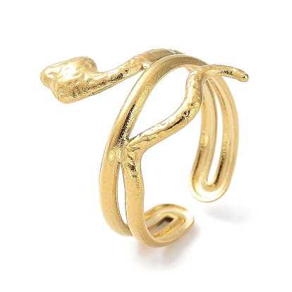 304 Stainless Steel Open Cuff Rings, Snake