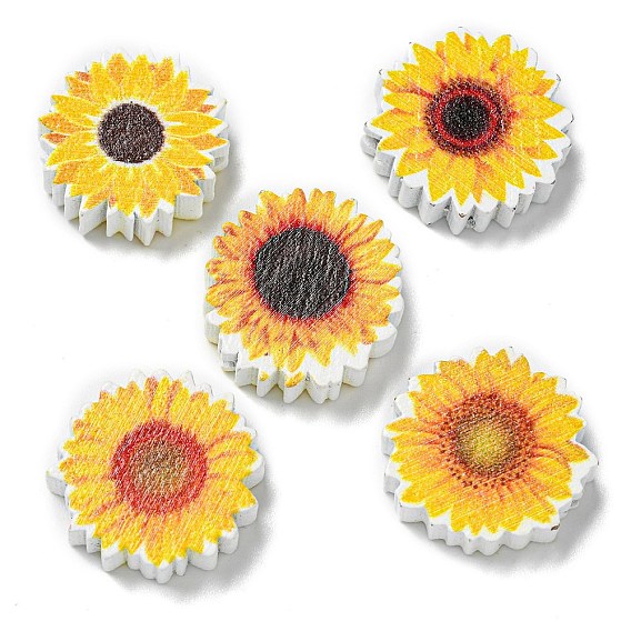 Printed Wood Beads, Sunflower