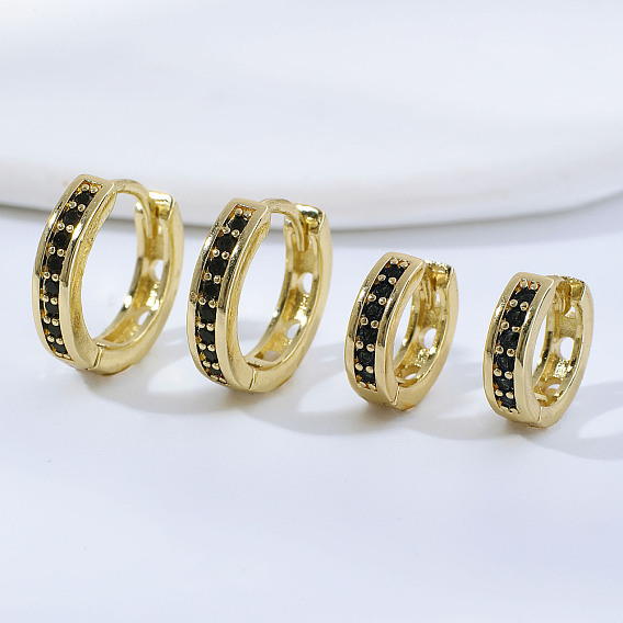 2 пары элегантных винтажных латунных серег-колец с микропаве из кубического циркония, золотые